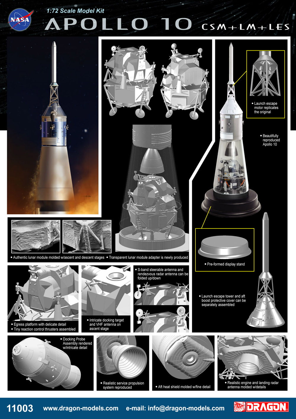 Dragon 11003 - Apollo 10 CSM+ LM + LES