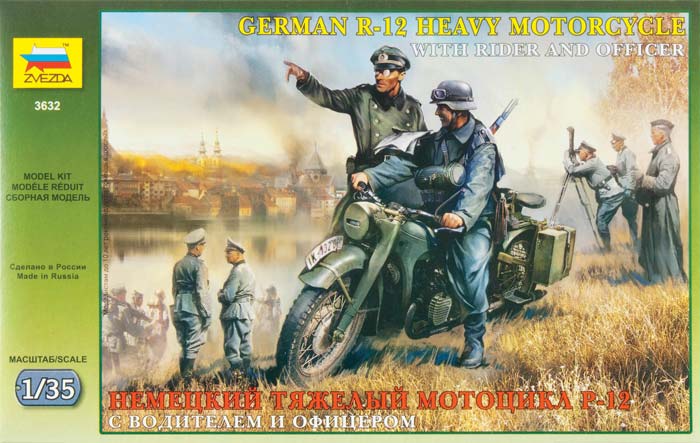 Zvezda 3632 - german R-12 avery motorcycle with rider