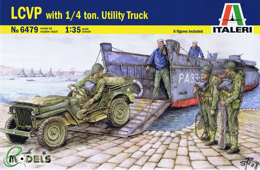 Italeri 6479 - LCVP with1/4 ton. utility truck & U.S. soldiers
