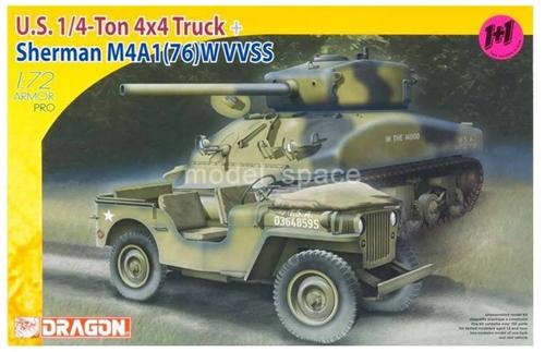 Dragon 7412 - U.S. 1/4 Ton 4x4 Truck Sherman M4A1(76)W VVSS