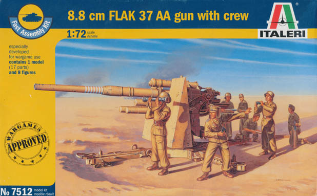 Italeri 7512 - 8.8cm Flak 37 AA Gun w/Crew